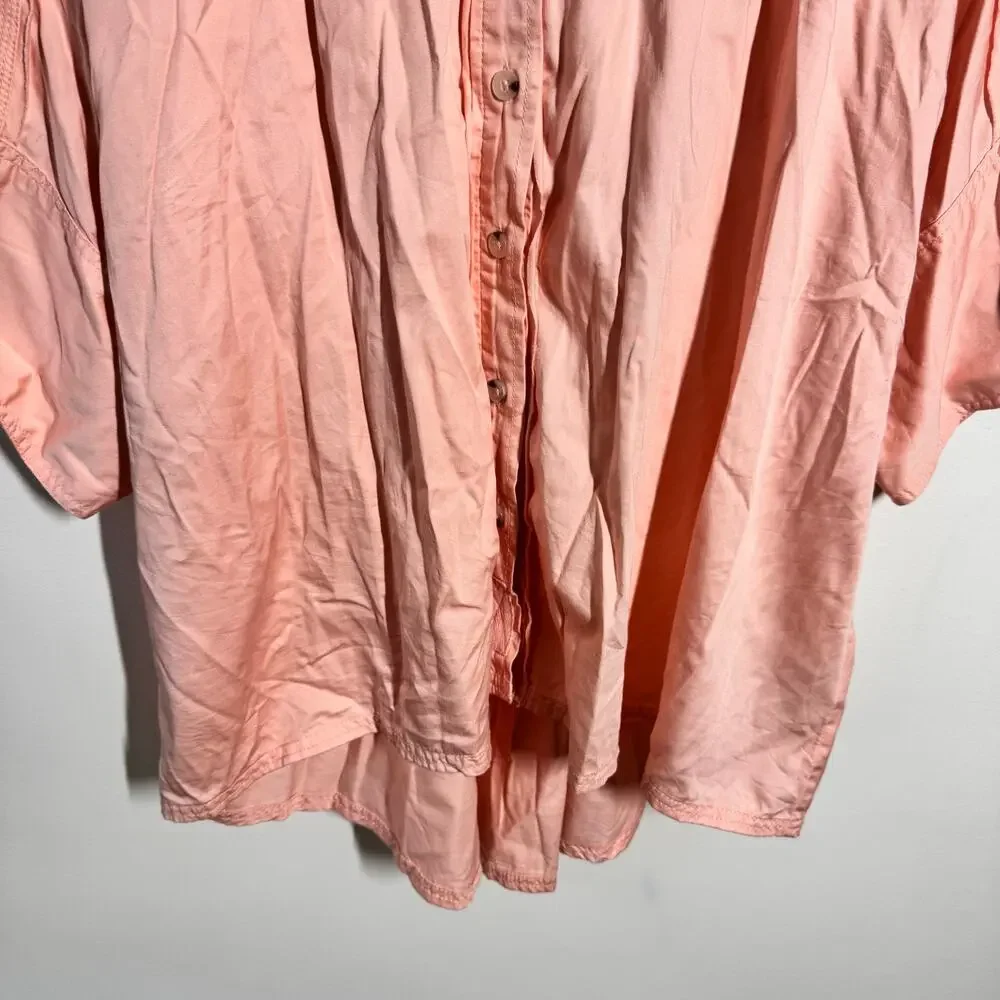 Free People Blush Pink Relaxed Button-Down Blouse